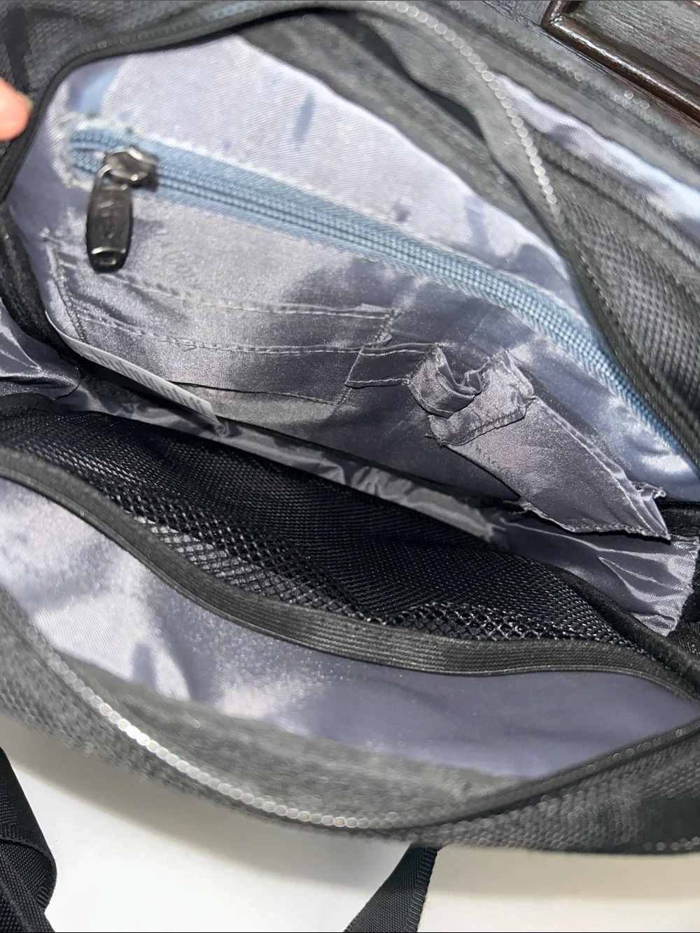 Victoria Tourist Black Messenger Bag with Red Accent Strip